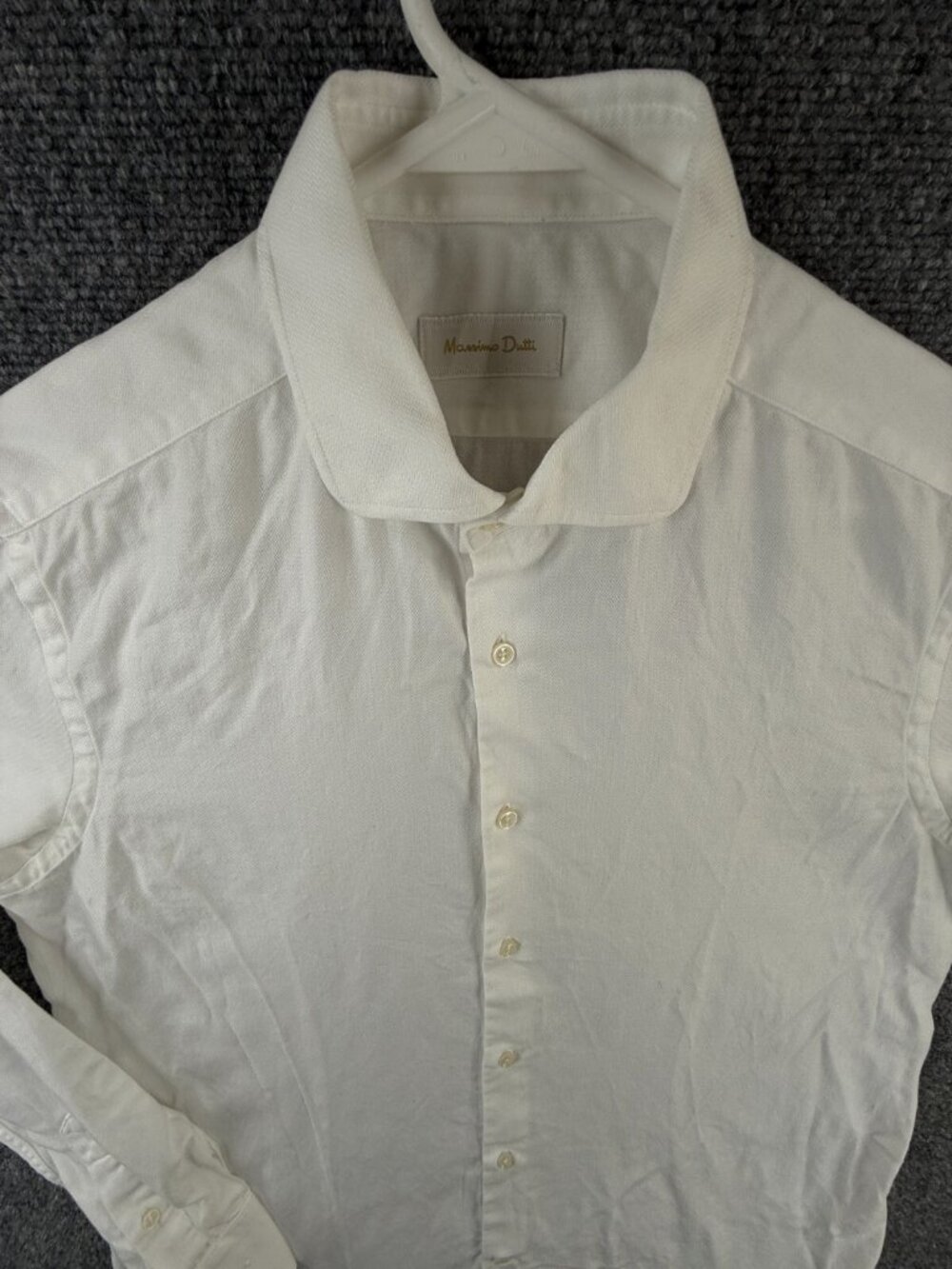 Massimo Dutti Button Up Shirt Long Sleeve Men Casual Size 16 White Zigzag Print